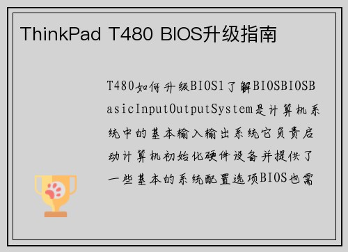 ThinkPad T480 BIOS升级指南